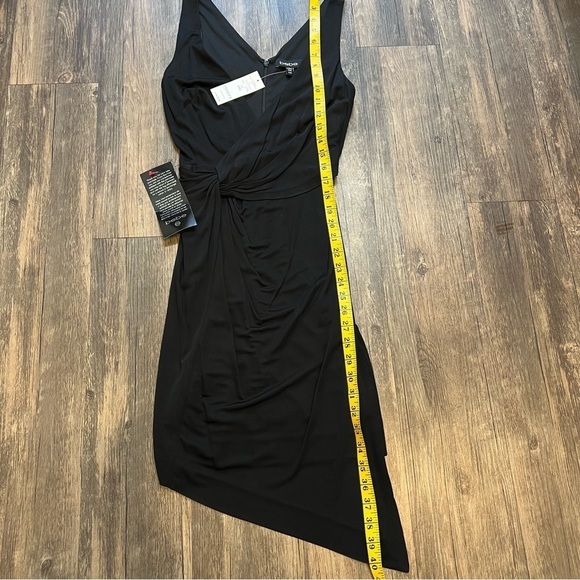 NWT BeBe Vibrant Asymmetrical Draped Dd black Dress. V neckline Size XXS - Picture 9 of 16